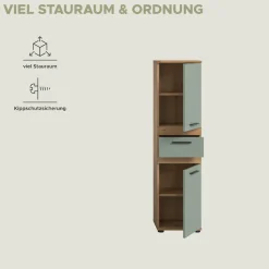 welltime Hochschrank »LUCCA, Höhe 137 cm, 2 Türen, 1 Schubkasten, 2 Fachböden,« Badschrank, Bad-Möbel, Badezimmer