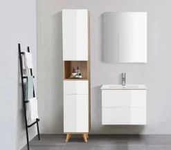 welltime Hochschrank »Lund Badschrank skandinavisches Design mit viel Stauraum« Badmöbel, 2 Türen und 1 Schublade, Breite 35cm
