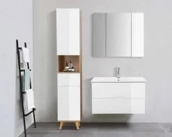 welltime Hochschrank »Lund Badschrank skandinavisches Design mit viel Stauraum« Badmöbel, 2 Türen und 1 Schublade, Breite 35cm