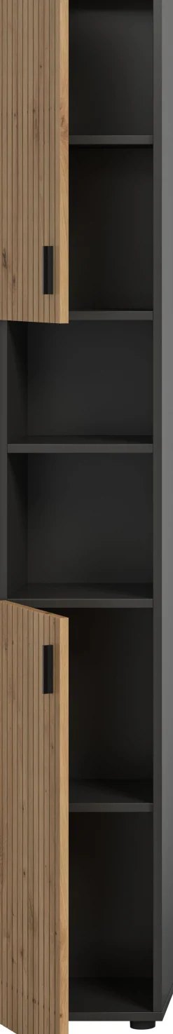 welltime Hochschrank »MANI, Höhe: 192 cm, Paneeloptik, 2 offene Fächer, 2 Türen« 1 Stk. tlg. Hochschrank, Bad-Schrank, Badezimmerschrank, Bad, Badezimmer