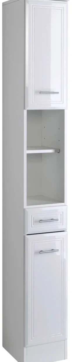 welltime Hochschrank »Neapel« Breite 25 cm, mit Hochglanzfronten und eleganter Fräsung