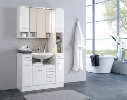 welltime Hochschrank »Neapel« Breite 25 cm, mit Hochglanzfronten und eleganter Fräsung