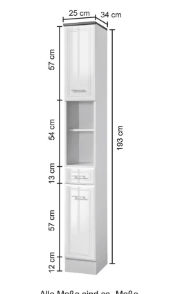 welltime Hochschrank »Neapel« Breite 25 cm, mit Hochglanzfronten und eleganter Fräsung