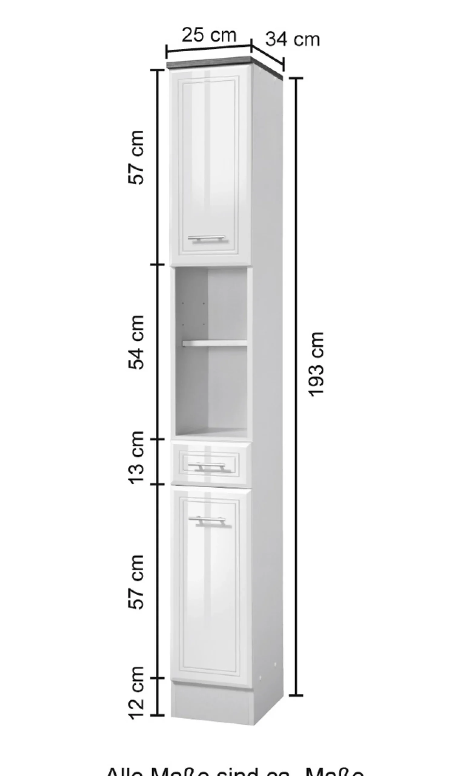 welltime Hochschrank »Neapel« Breite 25 cm, mit Hochglanzfronten und eleganter Fräsung