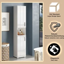 welltime Hochschrank »Prag« 1 Stk. tlg. Hochschrank mit 2 Türen & 1 Fach - (B/T/H) 37/31/192 cm