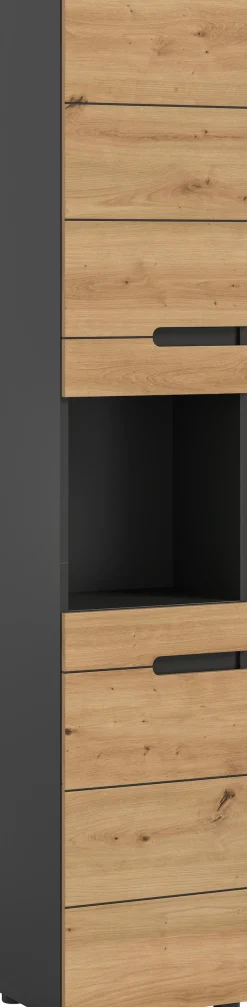 welltime Hochschrank »REHAT, Türen mit Soft-Close, eingefasste Griffaussparung in der Front« BxHxT: 38x193x34 cm, 2 Türen, 5 Fächer