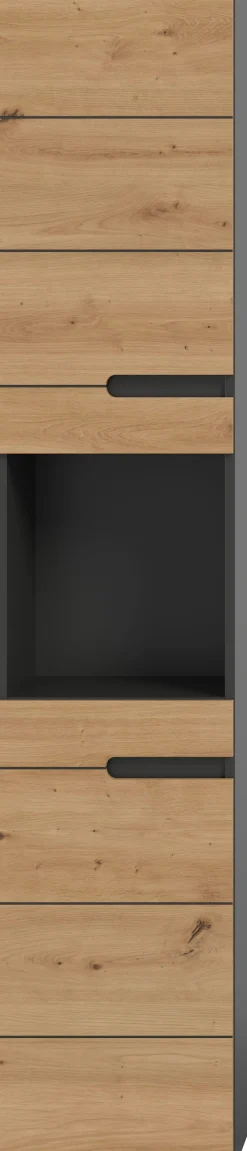 welltime Hochschrank »REHAT, Türen mit Soft-Close, eingefasste Griffaussparung in der Front« BxHxT: 38x193x34 cm, 2 Türen, 5 Fächer