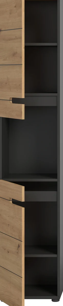 welltime Hochschrank »REHAT, Türen mit Soft-Close, eingefasste Griffaussparung in der Front« BxHxT: 38x193x34 cm, 2 Türen, 5 Fächer