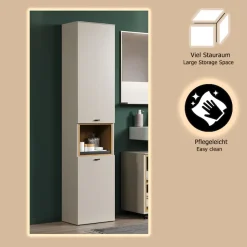 welltime Hochschrank »San Pedro« 1 Stk. tlg. Badezimmerschrank mit Soft-Close-Funktion - Maße (B/T/H) 40/31/186 cm