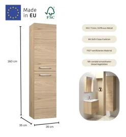 welltime Hochschrank »Scandic« verspiegelt, mit Soft-Close-Funktion, verschiedene Breiten, FSC®