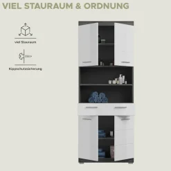 welltime Hochschrank »SIENA, Breite 74cm, 4 Türen, 1 Schubkasten, 2 offene Fächer, MDF-Front« TOPSELLER!,in verschiedenen Farben erhältlich, Badmöbel, Badschrank, Schrank, Bad