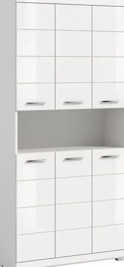 welltime Hochschrank »SIENA, Höhe 191cm, 6 Türen, 1 offenes Fach, 8 Einlegeböden, MDF-Front« TOPSELLER! Viel Stauraum,Badmöbel, Badschrank, Badezimmer, Mehrzweckschrank, Universalschrank