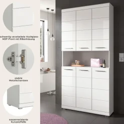 welltime Hochschrank »SIENA, Höhe 191cm, 6 Türen, 1 offenes Fach, 8 Einlegeböden, MDF-Front« TOPSELLER! Viel Stauraum,Badmöbel, Badschrank, Badezimmer, Mehrzweckschrank, Universalschrank