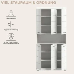 welltime Hochschrank »SIENA, Höhe 191cm, 6 Türen, 1 offenes Fach, 8 Einlegeböden, MDF-Front« TOPSELLER! Viel Stauraum,Badmöbel, Badschrank, Badezimmer, Mehrzweckschrank, Universalschrank