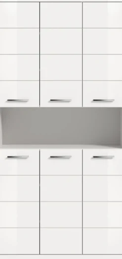 welltime Hochschrank »SIENA, Höhe 191cm, 6 Türen, 1 offenes Fach, 8 Einlegeböden, MDF-Front« TOPSELLER! Viel Stauraum,Badmöbel, Badschrank, Badezimmer, Mehrzweckschrank, Universalschrank