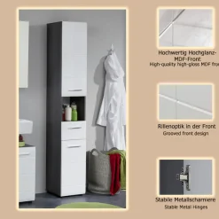 welltime Hochschrank »Sovana« Badezimmerschrank in Hochglanzoptik - (B/T/H) 30/31/182 cm