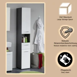 welltime Hochschrank »Sovana« Badezimmerschrank in Hochglanzoptik - (B/T/H) 30/31/182 cm