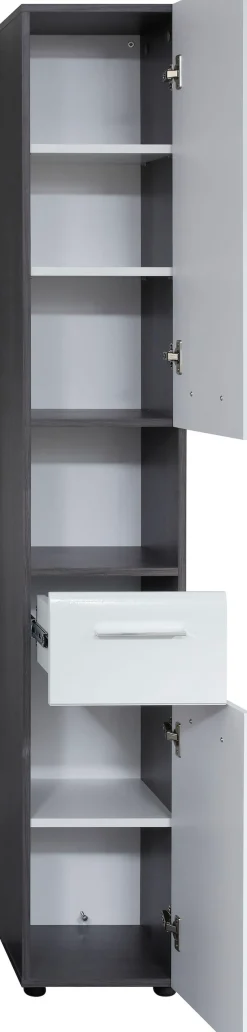 welltime Hochschrank »Sovana« Badezimmerschrank in Hochglanzoptik - (B/T/H) 30/31/182 cm