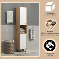 welltime Hochschrank »Tarragona« 1 Stk. tlg. Hochschrank mit 1 Tür & 1 Klappe - (B/T/H) 36/29/191 cm