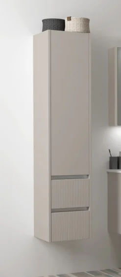 welltime Hochschrank »Urban« Schubladen mit Softclose, Glaseinlegeböden,Schubladenfront geriffelt