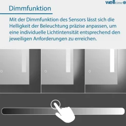 welltime LED-Lichtspiegel »Plaza« mit Lichtfarbenwechsler und Dimmschalter, in verschiedenen Größen