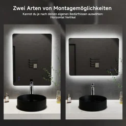 welltime LED-Lichtspiegel »Toledo eckig, Spiegel mit LED Beleuchtung, Badspiegel« mit Anti-Fog Beschichtung