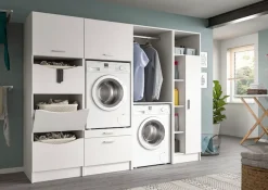 welltime Mehrzweckschrank »FALAS,Höhe 195cm, 1 Tür, 1 Kleiderstange, 5 offene Fächer« in verschiedenen Farben erhältlich, 1 Stk. tlg. Universalschrank, Wäscheschrank, Badezimmer, Hauswirtschaftsschrank