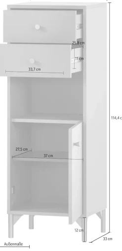 welltime Midischrank »Ando, Midischrank, Made in Germany, B: 40,3 cm« Solide Verarbeitung - Dieses Produkt ist in Deutschland gefertigt