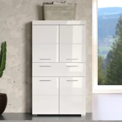 welltime Midischrank »Avena« Standschrank mit 4 Türen, 1 Schublade - (B/T/H) 73/31/130 cm