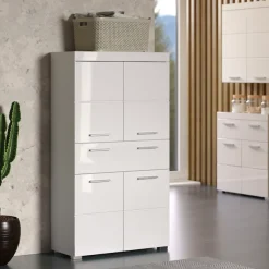 welltime Midischrank »Avena« Standschrank mit 4 Türen, 1 Schublade - (B/T/H) 73/31/130 cm