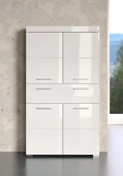 welltime Midischrank »Avena« Standschrank mit 4 Türen, 1 Schublade - (B/T/H) 73/31/130 cm