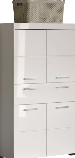 welltime Midischrank »Avena« Standschrank mit 4 Türen, 1 Schublade - (B/T/H) 73/31/130 cm