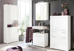welltime Midischrank »Avena« Standschrank mit 4 Türen, 1 Schublade - (B/T/H) 73/31/130 cm
