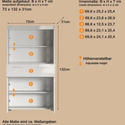 welltime Midischrank »Avena« Standschrank mit 4 Türen, 1 Schublade - (B/T/H) 73/31/130 cm