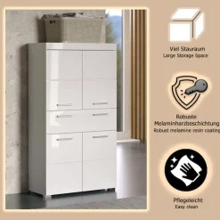 welltime Midischrank »Avena« Standschrank mit 4 Türen, 1 Schublade - (B/T/H) 73/31/130 cm