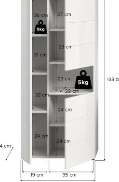 welltime Midischrank »BIEL, Höhe 133 cm, 3 Türen, 1 offenes Fach« 1 Stk. tlg. Türanschlag wechselbar, modernes Design, Badschrank, Unterschrank, Bad