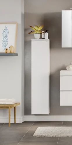 welltime Midischrank »CABO, gedämpfte Scharniere« matt weiß, griffloses Design, reversibel