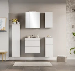 welltime Midischrank »CABO, gedämpfte Scharniere« matt weiß, griffloses Design, reversibel