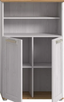 welltime Midischrank »COSENZA, Höhe 116cm, 2 Türen, 2 offene Fächer, 3 Einlegeböden« in Landhausoptik, mit weiteren Artikel der Serie kombinierbar, 1 Stk. tlg. Midischrank, Badschrank, Bad, Badezimmer
