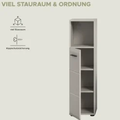 welltime Midischrank »FLORENZ,Höhe 110 cm, 1 Tür, 2 Fachböden, 1 offenes Fach« TOPSELLER!, 1 Stk. tlg. Türanschlag wechselbar, hochwertige MDF Front, Badschrank, Bad