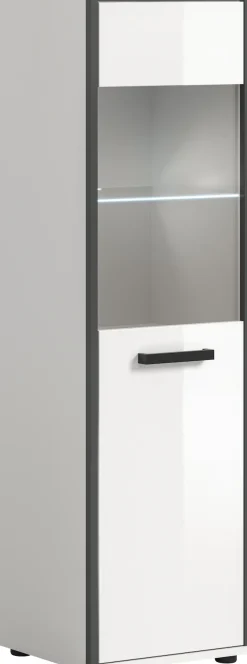 welltime Midischrank »KAJO, hochglanz Front, inkl. Beleuchtung, Glastür, 4 Fächer« 2 Stk. tlg. Badschrank, Midischrank, Bad, Badezimmer