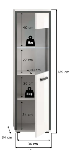 welltime Midischrank »KAJO, hochglanz Front, inkl. Beleuchtung, Glastür, 4 Fächer« 2 Stk. tlg. Badschrank, Midischrank, Bad, Badezimmer
