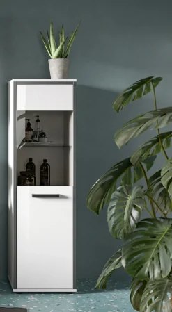 welltime Midischrank »KAJO, hochglanz Front, 1 Glastür, 1 Glas Einlegeboden, 4 Fächer« 1 Stk. tlg. Badschrank, Midischrank, Bad, Badezimmer