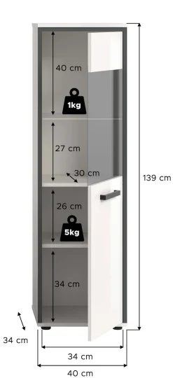 welltime Midischrank »KAJO, hochglanz Front, 1 Glastür, 1 Glas Einlegeboden, 4 Fächer« 1 Stk. tlg. Badschrank, Midischrank, Bad, Badezimmer