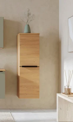 welltime Midischrank »MAILAND, gedämpfte Scharniere, hochwertiges MDF« Maße (B/H/T): ca. 40/130/35 cm,Wildeiche, gedämpfte Scharniere