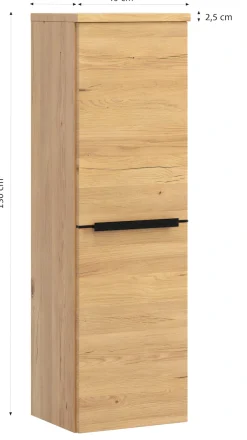 welltime Midischrank »MAILAND, gedämpfte Scharniere, hochwertiges MDF« Maße (B/H/T): ca. 40/130/35 cm,Wildeiche, gedämpfte Scharniere