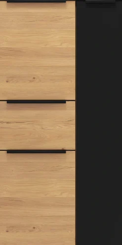 welltime Midischrank »MAILAND, Softclose-Auszug, gedämpfte Scharniere, hochwertiges MDF« Maße (B/H/T): ca. 65/130/35 cm,Wildeiche, gedämpfte Scharniere undSoftclose-Auszug