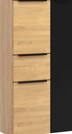 welltime Midischrank »MAILAND, Softclose-Auszug, gedämpfte Scharniere, hochwertiges MDF« Maße (B/H/T): ca. 65/130/35 cm,Wildeiche, gedämpfte Scharniere undSoftclose-Auszug