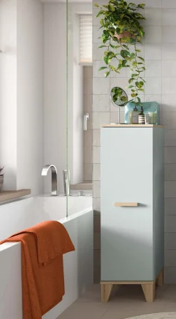 welltime Midischrank »MINTTU, Höhe 116 cm, 1 Tür, 2 Einlegeböden, 3 Fächer« Türanschlag rechts und links montierbar,Badmöbel, Badschrank, Schrank, Kommode, Bad, Unterschrank