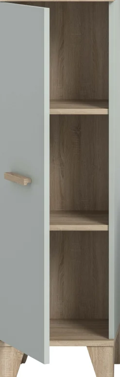 welltime Midischrank »MINTTU, Höhe 116 cm, 1 Tür, 2 Einlegeböden, 3 Fächer« Türanschlag rechts und links montierbar,Badmöbel, Badschrank, Schrank, Kommode, Bad, Unterschrank